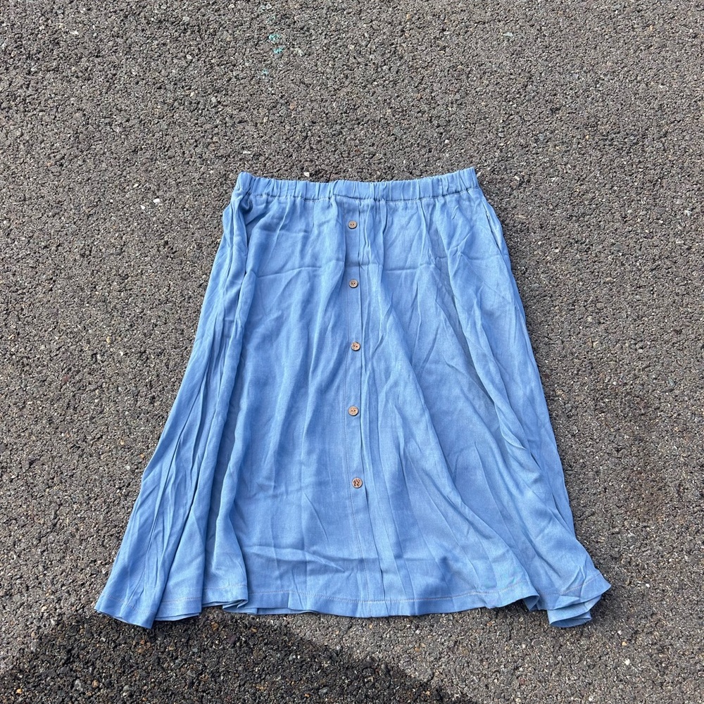 SHEIN Light Blue A-Line Button Skirt